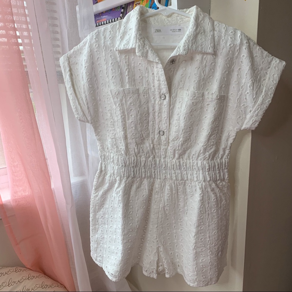 Zara Kids | White Eyelet Jumpsuit (Girls)
